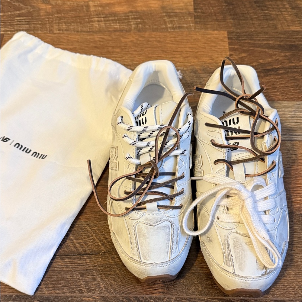 Miu Miu Cream and Brown Women’s Sneakers for New Balance
